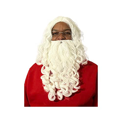 My Costume Wigs Santa Clause Wig, Beard, Hat and Glasses, Hat lights up with 3 different modes Christmas