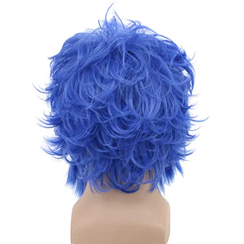 My Costume Wigs Men Short Curly Blue Layered Anime Cosplay Wig Halloween Costumes Party Hair Wigs