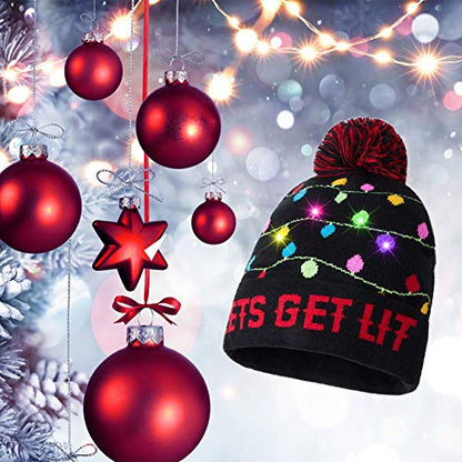 Unisex Ugly LED Christmas Hat Bright Color Knitwear Father Christmas Jumper Christmas Party hat with 6 Lights