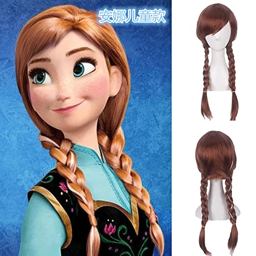 Wig for Cos Wig Frozen Anna Double Whip Elsa Princess Children's Halloween Wig