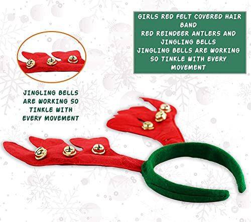 Reindeer Antlers Headband With Bells (Set of 12)