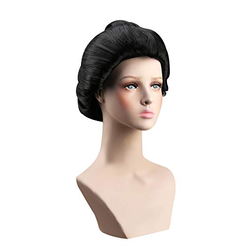 Elegant Black Updo Costume Wig – Classic Formal Bun Style - Geisha