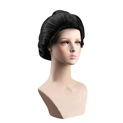 Elegant Black Updo Costume Wig – Classic Formal Bun Style - Geisha