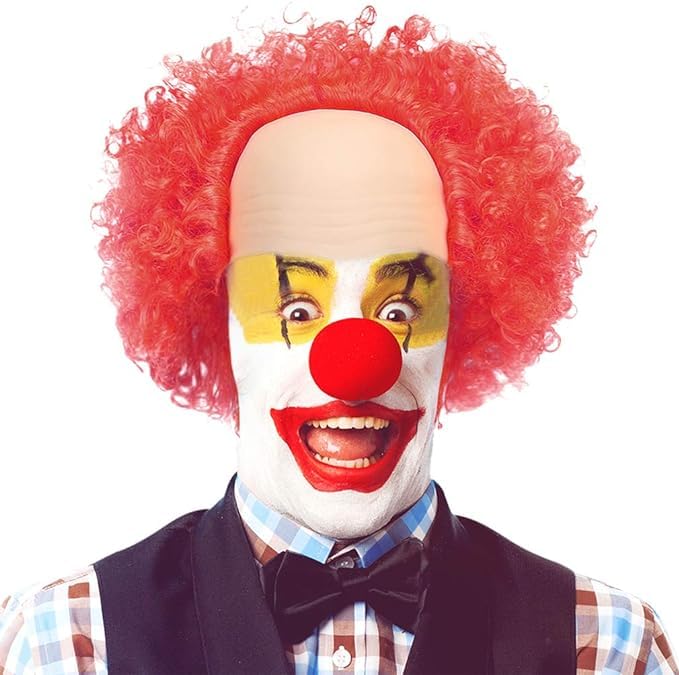 Red Curly Bald Clown Costume Wig – Wild Circus Hair One Size fits All