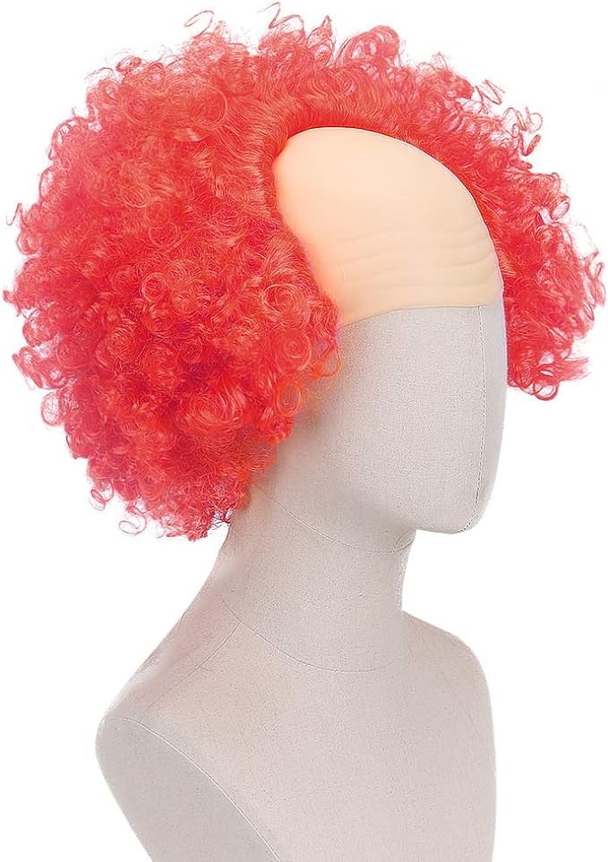 Red Curly Bald Clown Costume Wig – Wild Circus Hair One Size fits All
