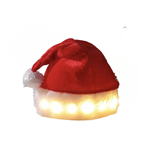 Christmas Light Up Hat Santa Claus Plush Cap Party Cosplay Costume Xmas Hat Gift 3 modes