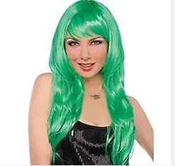 Sexy St. Patrick’s Day Green Long Cosplay Wig FREE wig cap wavy synthetic Bachelorette Halloween