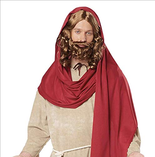 Jesus Wig and Beard Set Biblical Jesus Brown Wig and Beard Set halloween decorations