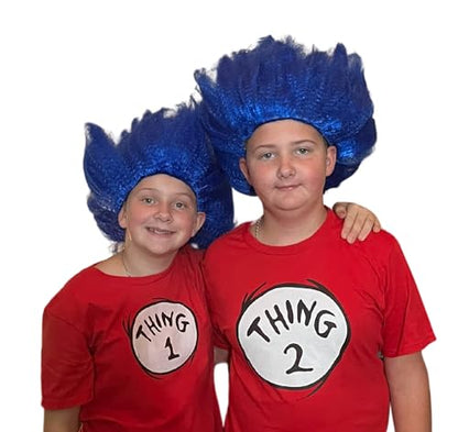 My Costume Wigs Thing 1 & Thing 2 Blue Wigs Suess Cat in the Hat (2 Wigs) Halloween Dress Up