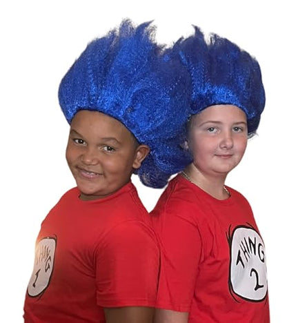 My Costume Wigs Thing 1 & Thing 2 Blue Wigs Suess Cat in the Hat (2 Wigs) Halloween Dress Up