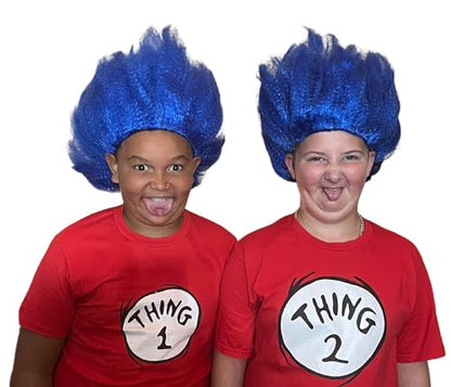 My Costume Wigs Thing 1 & Thing 2 Blue Wigs Suess Cat in the Hat (2 Wigs) Halloween Dress Up