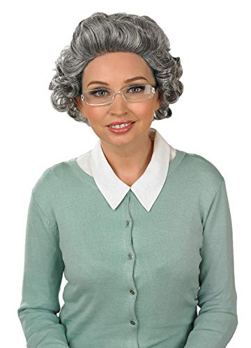 Fun Shack Old Lady Wig for Women, Short Gray Wig, Gray Grandma Wig, Old Lady Wig White, Old Lady Hair Wig, Old Granny Costume