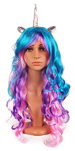My Costume Wigs Women's Long Curly Whimsical Unicorn Halloween Cosplay Wig for Women, Girls One Size fits All
