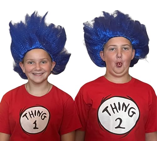 My Costume Wigs Thing 1 & Thing 2 Blue Wigs Suess Cat in the Hat (2 Wigs) Halloween Dress Up