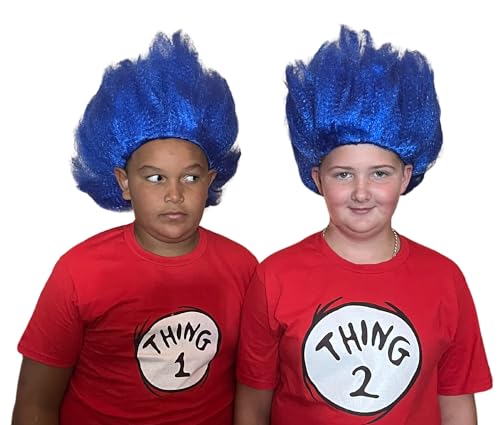 My Costume Wigs Thing 1 & Thing 2 Blue Wigs Suess Cat in the Hat (2 Wigs) Halloween Dress Up