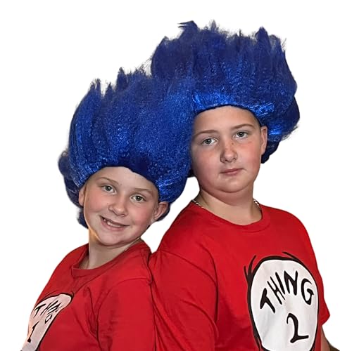 My Costume Wigs Thing 1 & Thing 2 Blue Wigs Suess Cat in the Hat (2 Wigs) Halloween Dress Up