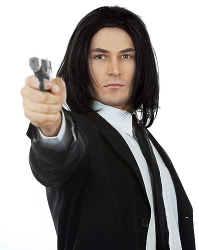 My Costume Wigs Assassin Wick Wig Hitman Wig Black Keanu Wig 90s Mens Costume - Hitman Black Wig Vincent Vega Wig Hairstyle Can Tie into Ponytail. Professor Snape