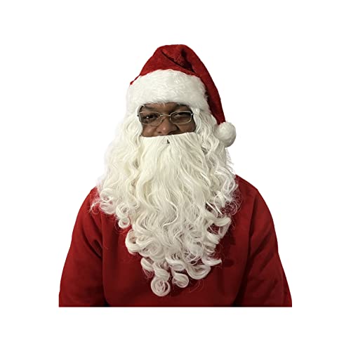 My Costume Wigs Santa Clause Wig, Beard, Hat and Glasses, Hat lights up with 3 different modes Christmas