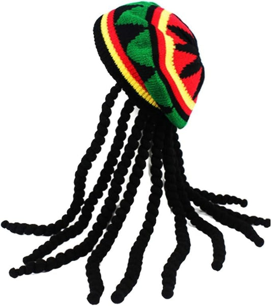 My Costume Wigs Rasta Hat with Dread lock Like Long Black Hair - Rasta Wig With Cap Costume Accessory